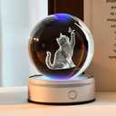 3D Cat Crystal Ball Gifts for Women 80mm Cat Themed Gifts for Girls