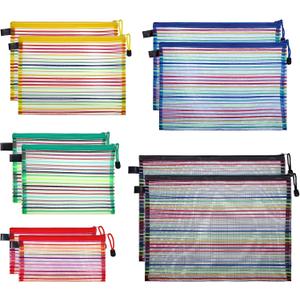 10 Pcs Mesh Zipper Pouch Bags Waterproof Zipper Bags 5 Sizes, 5 Colors Small Zippers Pouch for Purse Mesh Toiletry Bag for Offices Supplies Accessories Home Organize and Travel Storage