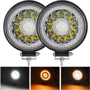 Nifeida Round LED Pods Bar, 4.5" 140W 14000LM Work Light With Amber DRL, Spot Flood Combo Beam Offroad Driving Fog Lights for Truck Pickup SUV ATV UTV, 2PCS