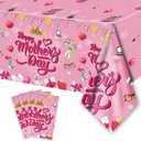 4PCS Mothers Day Tablecloth Disposable - 108" 54", Happy Mothers Day Table Cloth Best Mom Ever Flower Heart Tablecover Plastic Rectangle Table Cover for Dinner Party Decor