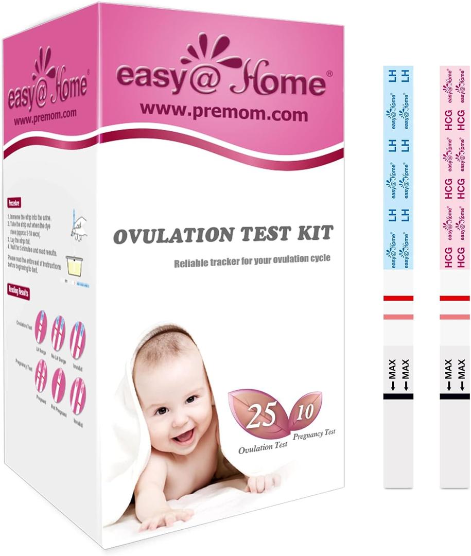 Easy@Home Ovulation & Pregnancy Test Strips Kit: 25 Ovulation Strips and 10 Pregnancy Tests  Accurate Fertility Tracker OPK | 25LH + 10HCG (35 Piece Set)