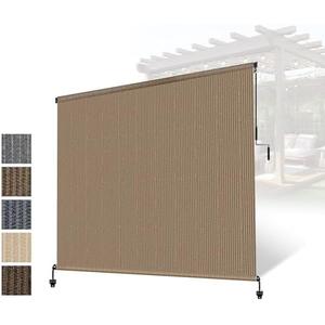 Patio Shades Roll Up Outdoor Roller Shade,Exterior Cordless Roll Up Outdoor Blinds for Patio, Gazebo Pergola Backyard Deck Porch Blinds Privacy Screen Protection UV Sun Blocking 8ft Wide x 6 H Wallnut 60"W x 96"H
