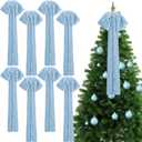 8 Pcs Extra Large Christmas Velvet Bows, 17.7 x 8.7 Vintage Raw Edge Ribbon Swag Bow for Christmas Tree Topper, Xmas Hanging Ornament Bulk for Holiday Decor(Powder Blue,8.7 x 17.7 x 3 in)