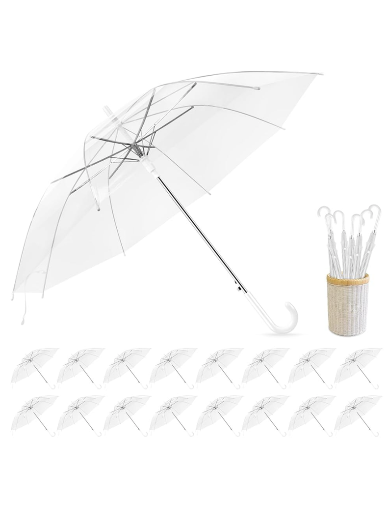 Clear Wedding Umbrellas, High-Visibility Transparent Rain Umbrella, Firm and Durable, Easy Operation, Large Clear Umbrella for Wedding Bride Groom Photography Golf Outdoor
