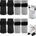 8 Pcs Cat Claw Covers, Shoes Booties For Cats Mittens To Prevent Scratching Socks Adjustable Breathable Mesh Puppy Indoor Gloves Paw Kitten Boots Suitable For Bathing And Nail Trimming (Grey + Black)