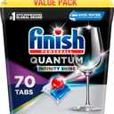 Finish Quantum Infinity Shine Dishwasher Pods, No Pre-Rinse Dishwasher Detergent Soap Removes 24HR Dried-On Stain and Grease, Leaving a Virtually Spotless Shine, 70 Count
