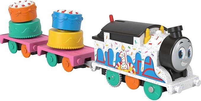 Thomas & Friends Motorized Toy Train, Wobbly Cake Thomas Engine with Cargo Cars & Pieces for Pretend Play Preschool Kids Ages 3+ Years
