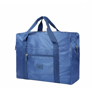 Travel Duffel Bag Carry on Luggage Bag Foldable Travel Tote Bag Waterproof Sports Gym Lightweight Large Weekender Overnight Bag for Women and Men (Black+Blue)