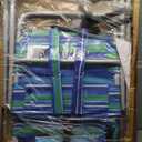 Tall Beach Chairs for Adults, 17" High Backpack Beach Chair with Wooden Armrests, 5 Positions Reclining Heavy Duty Chair with Large Cooler Pouch, Support to 350LBS Striped Blue&Green,1pack, 24 Inches X 30 Inches X 40 Inches