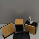 Bathroom Accessories Set with Cup, Toothbrush Holder, Soap Dishes and Soap Dispenser, Vanity Decoration, New Home Gift, Black with Bamboo