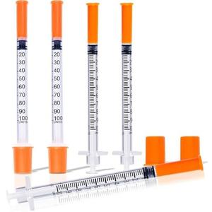 1mL Syringe 31G 1/2 Inch, Syringes Individually Wrapped, Pack of 24