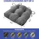 IPYNBAP Chair Cushions for Dining Chairs Set of 4, Kitchen Chair Cushions, Chair Pads with Ties and Non Slip Backing, Tufted Memory Foam Seat Cushion 4 Pack, 15.5" x 15.5" x 4", Dark Gray