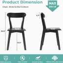 Solid Wood Dining Chairs Set of 2, Mid Century Modern Dining Room Chairs with Curved Backrest, Wooden Armless Kitchen Chairs for Dining Room, Space Saving, Black
