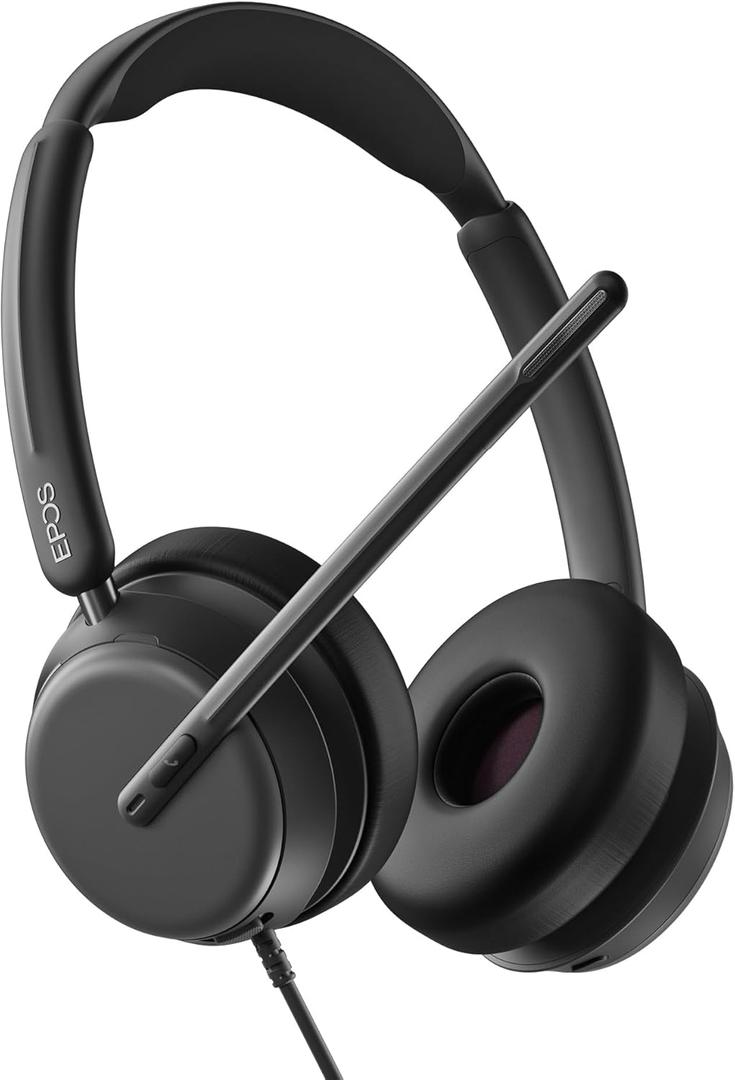 EPOS IMPACT 860 ANC Double-Sided Wired Headset with Active Noise Cancellation, USB C and USB A, Super Wideband, Lightweight, Comfortable Fit, Microsoft Teams & Zoom Compatible for Office & Remote Work (One Size)