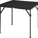 Amazon Basics 34 inch Portable Sturdy Folding Dining Table with Carrying Handle, Space Saving Storage, Square, 33.9 x 29.1 x 33.9 inch, Black | Folding, Portable, with Carrying Handle
