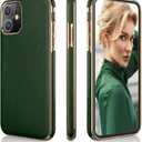LOHASIC for iPhone 11 case Leather  Slim PU Leather with Electroplated Frame, Anti-Slip Grip, Soft TPU Bumper, Business Luxury iPhone 11 Phone case (6.1) Protective Case for Men & Women- Dark Green