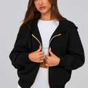 PRETTYGARDEN Hoodies for Women Sweatshirt Zip Up Hoodie Fall Fashion 2026 Trendy Long Sleeve Jackets Winter Clothing Outfits (Black, M)