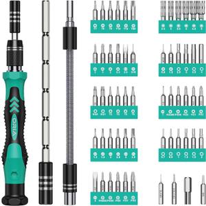 ORIA Small Screwdriver Set, 61 in 1 with 57 Bits Precision Screwdriver Set, Mini Repair Tool Kit with Extension Rod for Smartphone, Game Console, Tablet, PC, Green