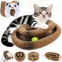 Twisty Paws Cat Toy - Magic Organ Kitty Curl Scratcher with Bell-Ball, Magnetic & Foldable Cardboard Shape Shifting, Interactive Accordion Kurlz Board for Indoor Cats
