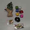 FOIMAS Mini Christmas Tree for Dollhouse Decoration,7.8 Inch Miniature Artificial Christmas Tree with Fake Lights Xmas Ball Wreath Ornament for Xmas Dollhouse Craft Decor Supply