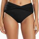 Women Full Coverage Bikini Bottom - V Cut Bathing Suit Bottoms Mid Waist Twist Front Swimsuit Bottom Swimwear 2025 (Medium, Black)