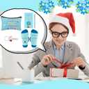Tisancy Last Day of School Teacher Gifts Set Blue End of Year Thank You Gifts for Women Makeup Bag Socks Notebook Keychain Pen with Pencil Apple Globe for Teachers from Students Graduation School