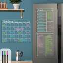 Clear Non-Magnetic Calendar Set for Fridge - Dry Erase Transparent Monthly, Weekly Calendar and List Board - Sticks to Wall, Glass, Door, Any Smooth Surfaces