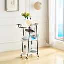 3 Tiers Bar Cart, Home Bar Serving Cart on Lockable Wheels, Rolling Alcohol Cart Modern Wine Cart for Home Kitchen Dining, Living Room, Medium