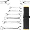 HURRICANE Flare Nut Wrench Set, SAE 6 piece Brake Line Wrench Set, Size from 1/4 to 1 inch, 15 degree Offset Double Open End with Organizer Pouch, Repair and Remove Nuts on Fuel Tube in Tight Spaces