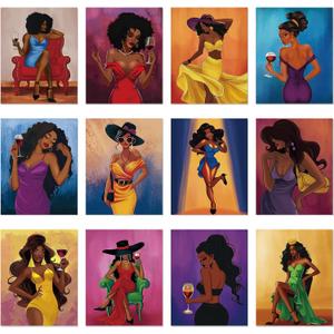 Ctosree 12 Pcs Pre Drawn Canvas for Painting Adults Sip and Paint Party Kit Pre Printed Canvas Bulk for Date Night Bridal Shower Graduation and Art Party Favors(Stylish Lady,8 x 10 Inch)