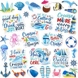 Cruise Door Magnets Decoration 27 Pcs, Summer Beach Cruise Ship Door Decoration Magnetic Refrigerator Car Stickers, Sea Navigation Door Magnet Cruise Ship Essentials for Cabin Carnival Party Decor