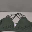 Tainehs Women's Push Up V Neck Bikini Tops Criss Cross Back Padded Bathing Suit Top (Atmy Green, XL)