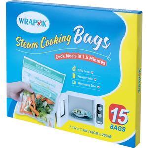 Microwave Steamer Bags 15 Pack Zip Steam Vegetable Cooking Bag for Potatoes Meat, 7.1 X 7.9 Inches