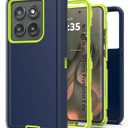 for Motorola Moto Edge 5G 2025 Case, Heavy Duty Protective Case with [3 in 1] Rugged Rubber Shockproof Protection Cover for Moto Edge 2025(Dark Blue/Green)