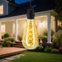 Hanging Solar Lights Glass Edison Bulbs Solar Powered Lantern Outdoor Waterproof LED Garden Decorative Light for Patio Yard Tree (1-Pack)