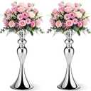 Sadnyy 2 Pcs Sliver Metal Flower Arrangements Stand Tall Wedding Centerpiece Stand Table Decor Flower Vase for Wedding Reception Event Party Dinner Home Decor(12.6 Inch)