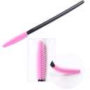 BIHRTC Pack of 100 One-Off Disposable Silicone Eyelash Mascara Brushes Wands Applicator Eyebrow Brush Makeup Tool Kit Set Deep pink