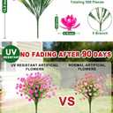 TURNMEON 20 Bundles Artificial Flowers for Outdoors, Summer Spring Grass Camellia Fake Flowers Plastic Plants, UV Resistant No Fade Faux Greenery for Gardens Porch Yards Cemetery Decor 500 Heads (Pink)