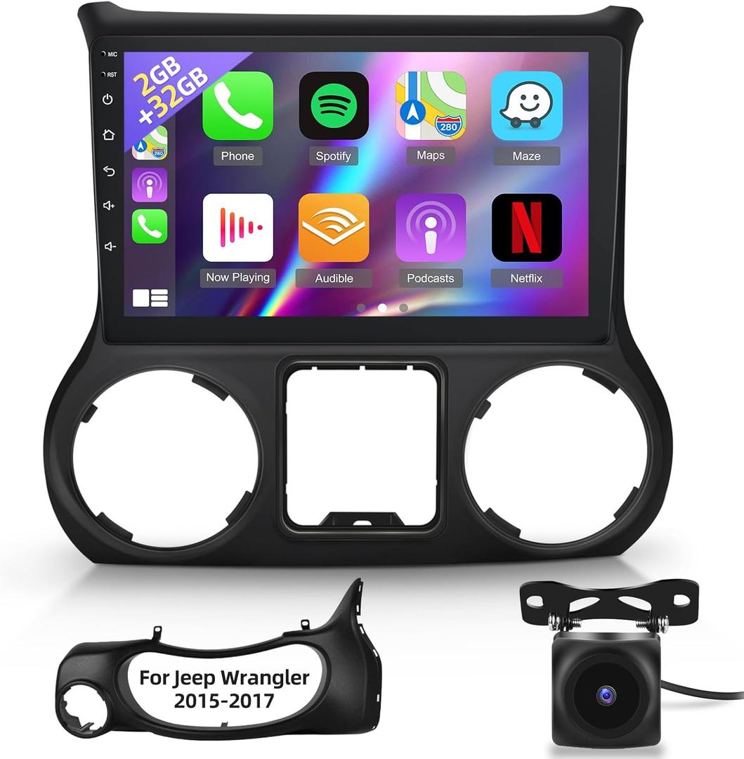 NHOPEEW 10.1 inch Android 11 Touchscreen Radio for Jeep Wrangler 2011 2012 2013 2014 Compatible with Apple Carplay and Android Auto + AHD Backup Camera/Mic/HiFi