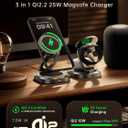 REWONDER Qi2.2 25W Magnetic 3-in-1 Wireless Charger, Foldable Aluminum Charging Stand for iPhone 17/16/15, Pixel, Apple Watch & AirPods, Strong Magnet Stable Base,Travel Charger (Adapter Not Included)