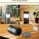 Lichamp 4-Pack Solar Camping Lantern, USB Rechargeable LED Lanterns Battery Powered Pop Up Flashlight Lamps with Three Modes Power for Power Outages Hurricane Supplies Emergency Indoor & Outdoor