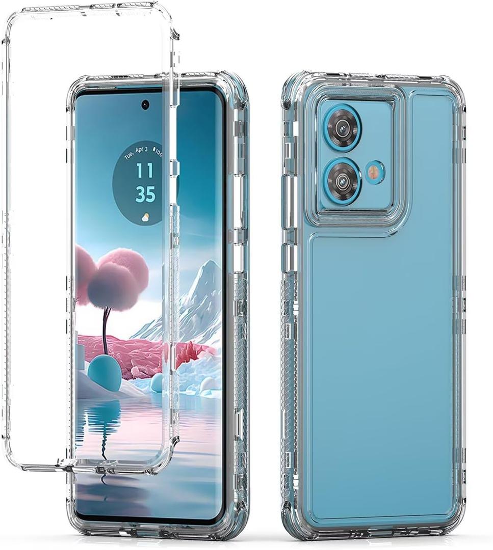 Yodueiv for Motorola Edge 40 Neo Case, Moto Edge 40 Neo Case XT23071 Case, Crystal Clear Full Body 3 Layer Heavy Duty Protective Phone Cover Case for Motorola Edge 40 Neo 5G Clear
