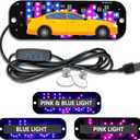 LED Light Sign for Car, USB-Powered Dual-Color LED Car Sign Display with Dual Logo Display, Pink and Blue Lights, Brightness Adjustable, Universal Fit for All Vehicles