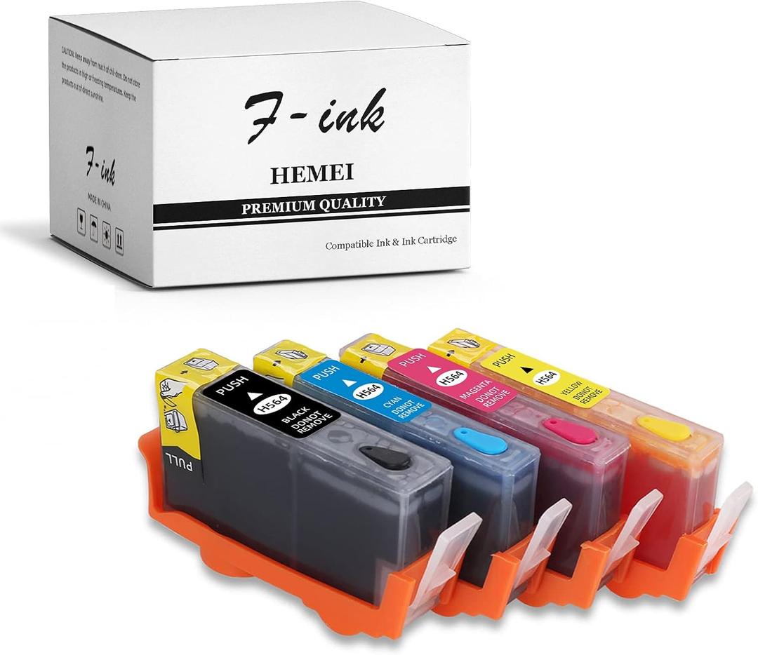 F-INK Full Refillable Ink Cartridge Replacement For HP 564 564XL Ink,Works With Deskjet 3070A 3522 3526 Photosmart 5510 5511 5514 5515 5522 6510 b109a b109n b11 b209a b210a Printer