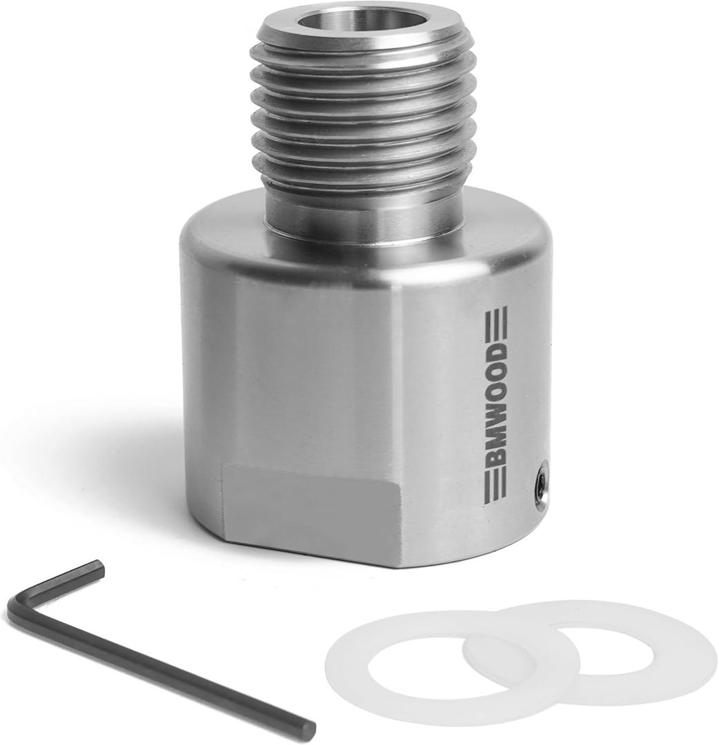 1x8"TPI Female to 1-1/4"x8TPI Male Thread Adaptor, For wood lathe with 1x8"TPI spindle thread, Woodworking Lathe Headstock Spindle Adaptor with Two Nylon Washers.