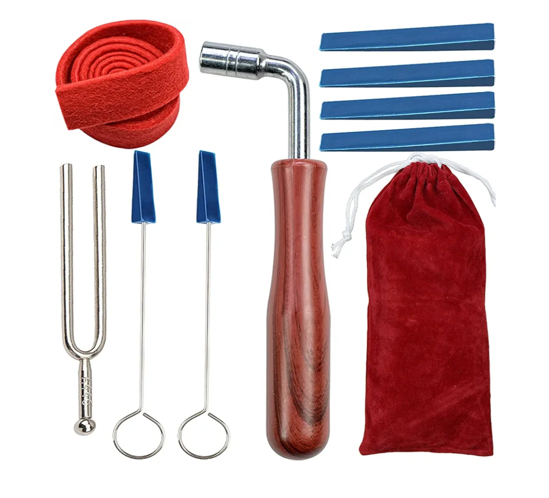 Piano Tuning Kit Professional Wrench Hammer Rubber Mutes Set Including 9 pcs Tuning Tools for Piano Tuning with Tuner