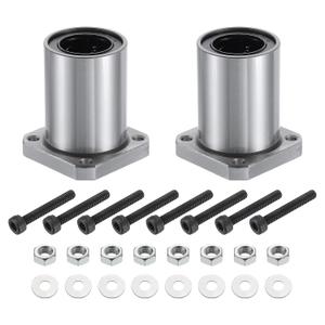 Uxcell LMK25-UU Linear Ball Bearings 26mm Bore 40mm OD 59mm Length Round Flange Nickel Plated with Screws for CNC Machine 3D Printer 2pcs