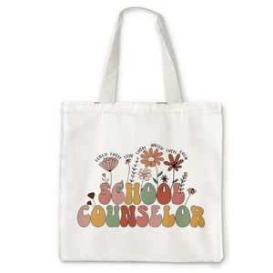 Counselor Gifts Tote Bag, Guidance Counselor Gifts, Counselor Gifts for Women, Groovy Retro Counselor Canvas Tote Bags for Women, Reusable Grocery Bags Shopping Bags