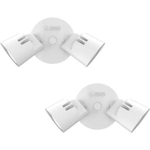 Lithonia Lighting HomeGuard 2-Light LED Outdoor Flood Lights, Wall or Ceiling Mount Outdoor Lights, 4000K Cool White, Round Heads, White, 2-Pack (HGX LED 2RH 40K 120 WH CP2 M2)