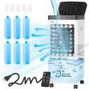 Swamp Cooler, Evaporative Air Cooler with 6 Ice Packs, Swamp Cooler Air Conditioner with 3 Gal Water Tank, 3 Speeds, 80 Oscillation, Portable Air Conditioners Alternative for Room Home OfficeWhite)